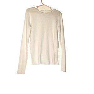 H&M Girls 8 10 Years Ribbed Lettuce Top Long‎ Sleev